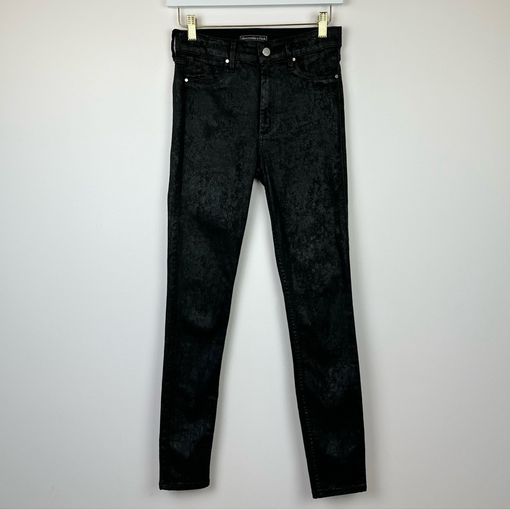 Abercrombie & Fitch High Rise Black Jeans Black Size 26 Womens Skinny Coated .